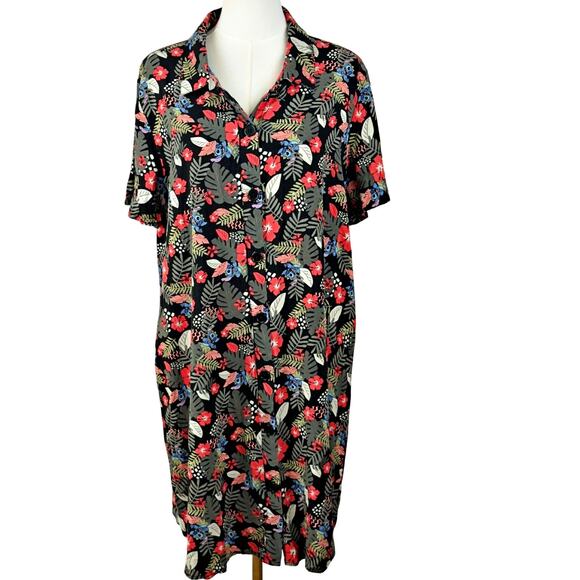 Her Universe 2X Disney Button Up Midi Dress Lilo & Stitch Hawaiian Floral Dress - Picture 3 of 9